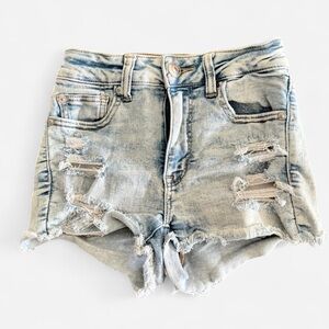 American Eagle Outfitters Light Blue Distressed Denim Shorts
